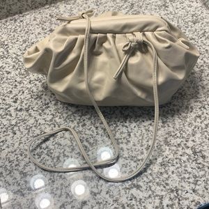 Cream ruched clutch purse